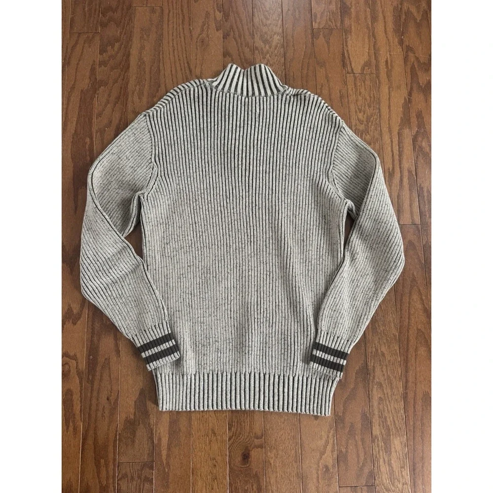 American Rag Mens XL Brown Tan‎ Rib Knit Quarter Zip Pullover Sweater Cotton